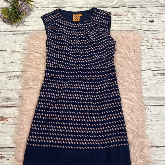 Tory Burch Marlow Geometric Sleeveless Silk Sheath Dress - Picture 8 of 9